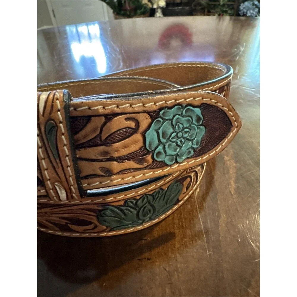 AD American Darling Beautifully Hand Tooled Genuine American Leather Belt Men